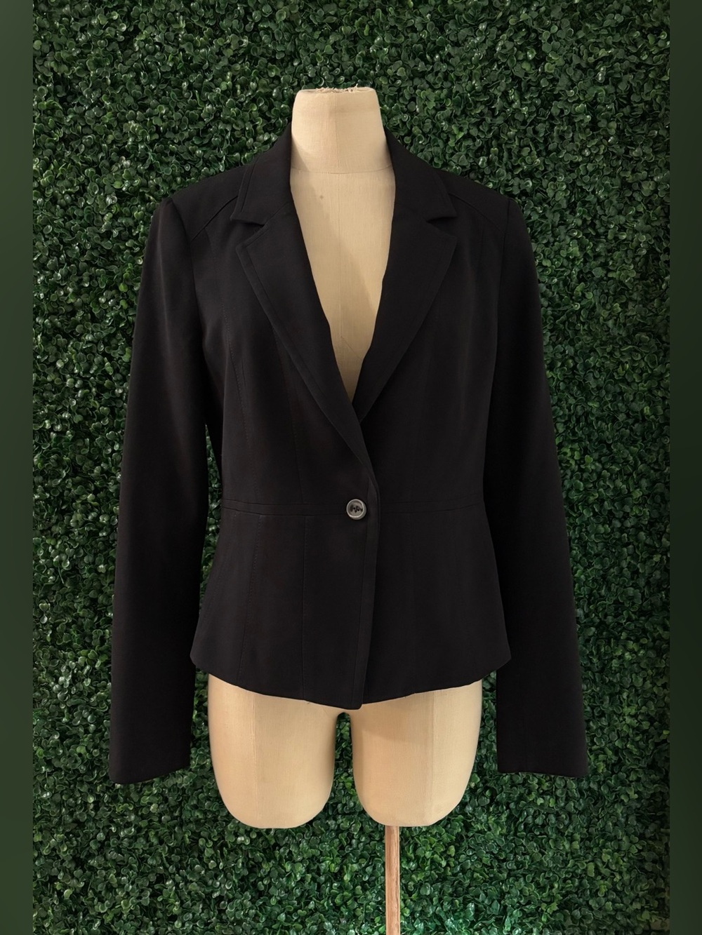Sz 8 White House Black Market Black Fitted Peplum Blazer Jacket